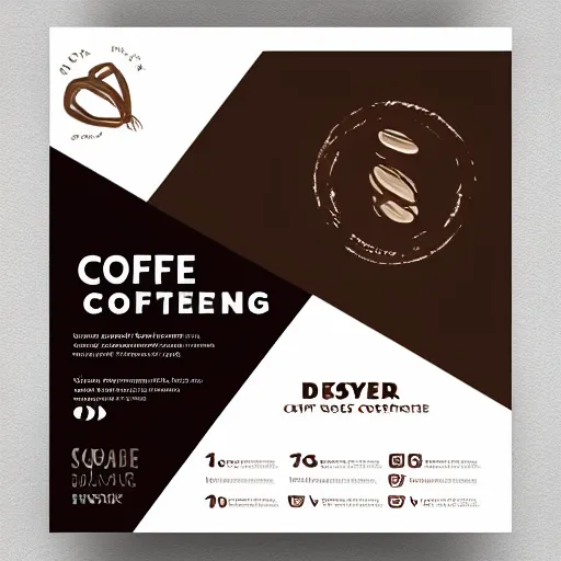 Image similar to square shaped flyer design for a coffee bean roasting company, layout design, dark brown and beige colour palette, template layout