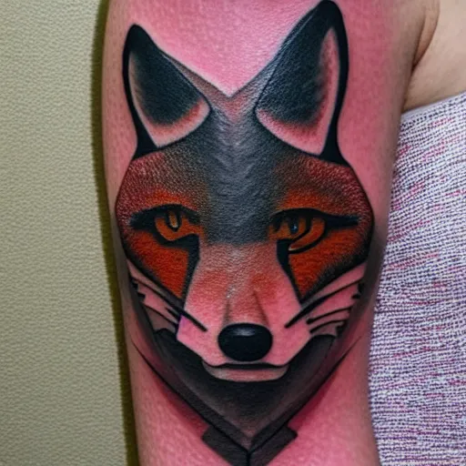 Image similar to A tattoo of a fox, icon, shoulder, abstract