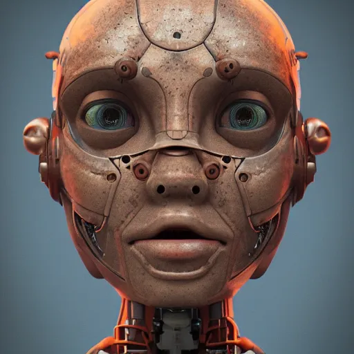 Image similar to portrait of a old humanoid robot intricate mechanics, ,octane render, 8k, dramatic lighting