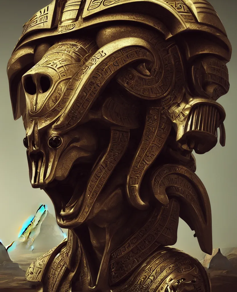 Image similar to Photorealistic epic egyptian god face portrait ram skull. ominous, ancient magic, intricate artwork by Tooth Wu and wlop and beeple. octane render, trending on artstation, greg rutkowski very coherent symmetrical artwork. cinematic, hyper realism, high detail, octane render, 8k