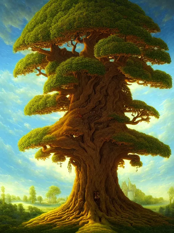 Prompt: A beautiful painting of a detailed fantasy tree with a heart carved in the trunk by Benoit B. Mandelbrot, Steven Belledin, Martin Johnson Heade, Lee Madgwick, Caspar David Friedrich, and David Rios Ferreira, 8k resolution deviantart trending on Artstation concept art digital illustration