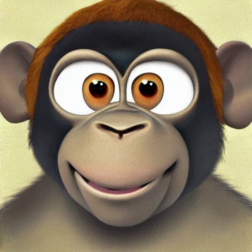 Image similar to pixar monkey character portrait by sir james guthrie