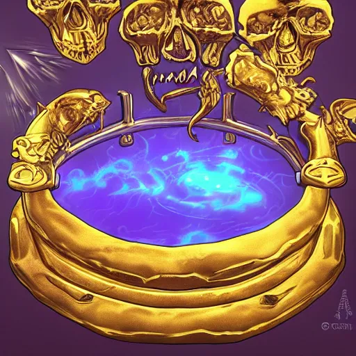 Image similar to concept art gold skulls whirlpool in cosmos throne