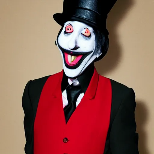 Prompt: marilyn manson as cat in the hat