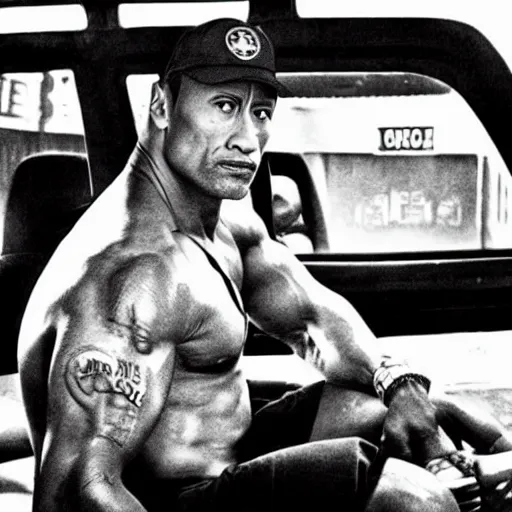 Image similar to Dwayne Johnson as taxi driver