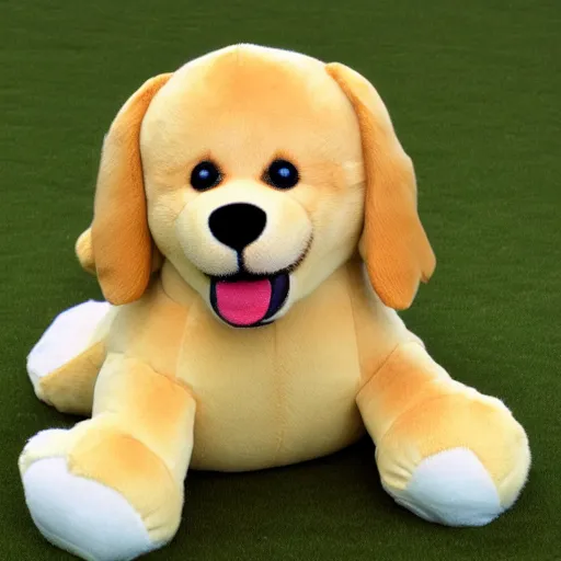 Image similar to A happy golden retriever puppyplush doll, 8k