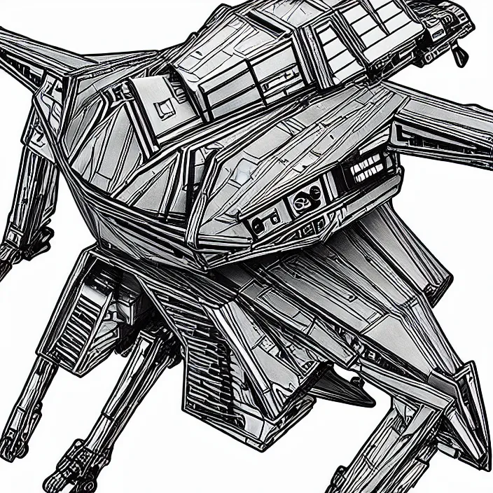 Image similar to bus like a kitan strider from star wars in attack, high detailed pen drowning