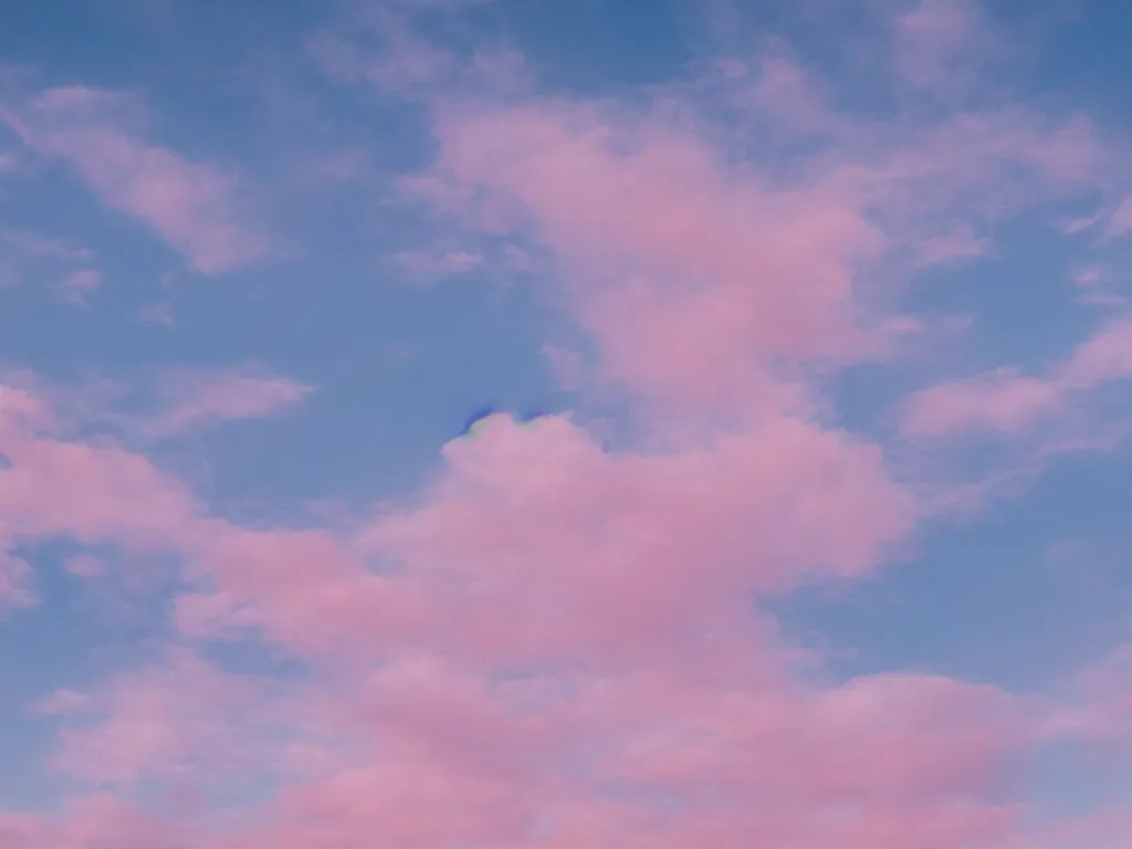 Prompt: pastel pink clouds and baby blue sky