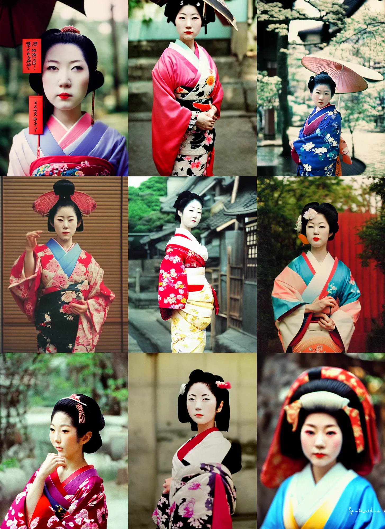 Prompt: Portrait Photograph of a Japanese Geisha Kodak Ektachrome E100G