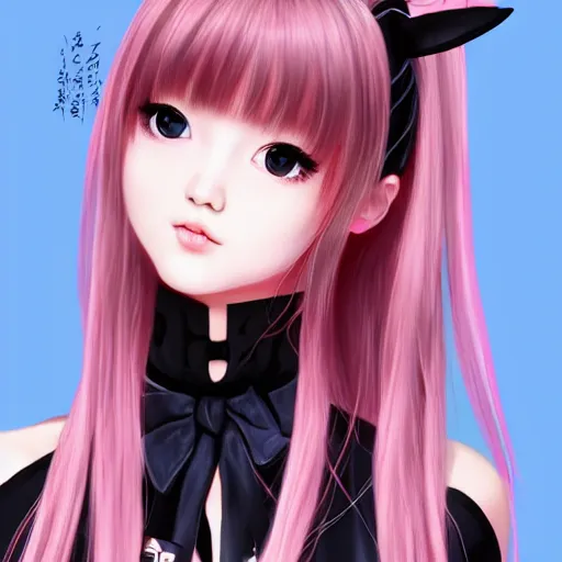 Prompt: realistic detailed semirealism beautiful gorgeous cute Blackpink Lalisa Manoban wearing Japanese school uniform, black hair black cat ears, black leather choker, proportional body, WLOP, Aztodio, Taejune Kim, sakimichan, ArtGerm, Pixiv, Instagram, Artstation