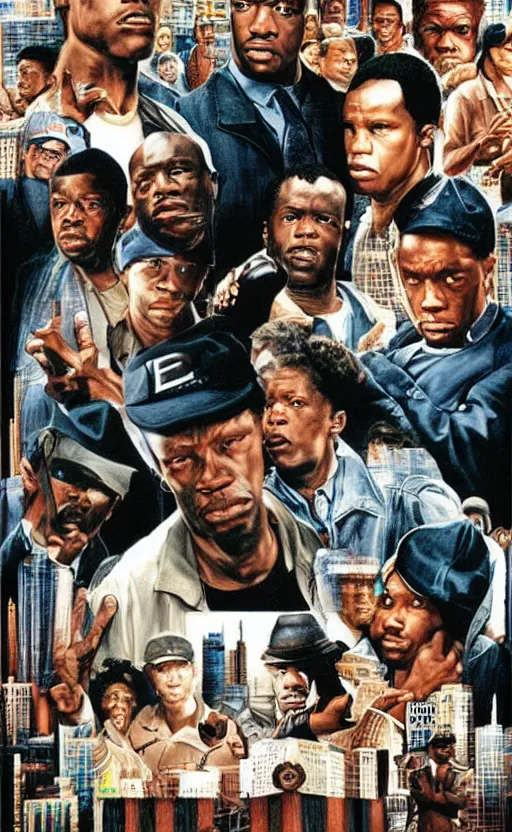 Image similar to HBO's The Wire movie poster by Drew Struzan.