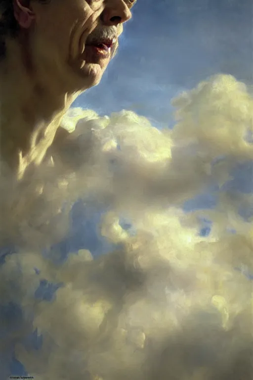 Image similar to beautiful detailed expressive impressionistic oil painting portrait of ancient roman god emperor steve buscemi ascending into the clouds wearing the civic crown, renaissance painting, art by anders zorn, wonderful masterpiece by greg rutkowski, expressive brush strokes, beautiful cinematic light, american romanticism by greg manchess, jessica rossier