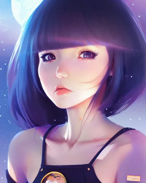 Image similar to portrait anime space cadet girl cute - fine - face, pretty face, realistic shaded perfect face, fine details. anime. realistic shaded lighting by ilya kuvshinov nad 4 r and serafleur and rossdraws giuseppe dangelico pino and michael garmash and rob rey, iamag premiere, aaaa achievement collection, elegant, fabulous, eyes open in wonder