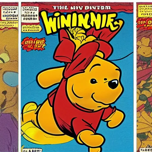 Image similar to winnie the poo as a comic book super hero