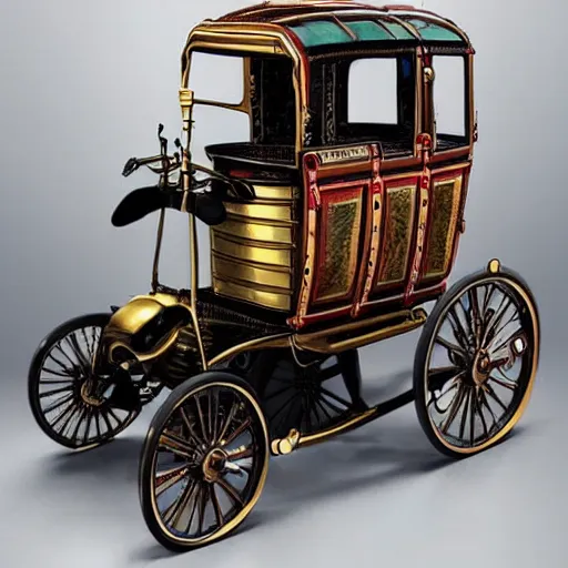 Prompt: clockpunk automobile from the 1 8 2 0 s