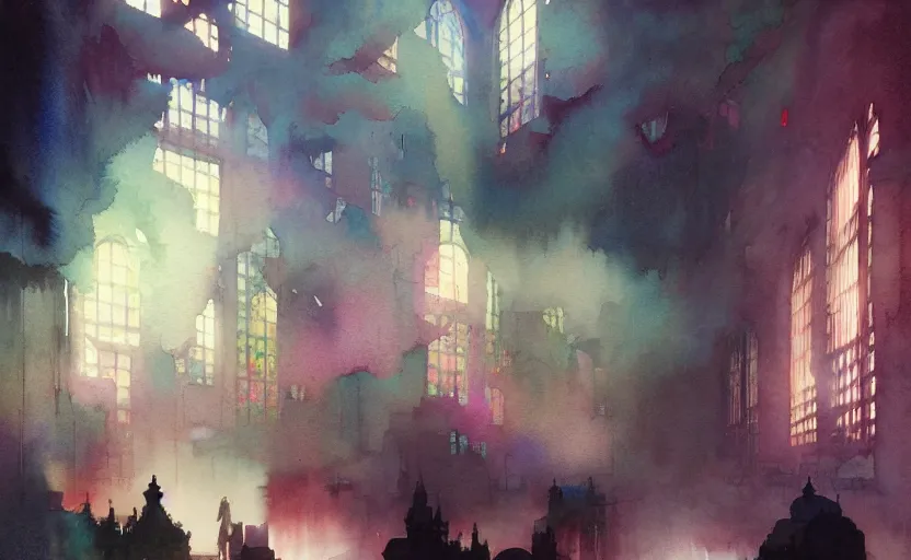 Image similar to armory. intricate, amazing composition, colorful watercolor, by ruan jia, by maxfield parrish, by marc simonetti, by hikari shimoda, by robert hubert, by zhang kechun, illustration, gloomy, volumetric lighting, fantasy