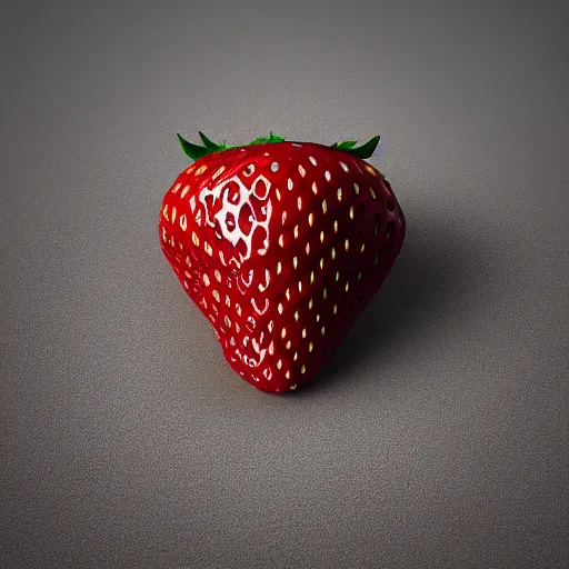 Prompt: poorly rendered 3 d anthromorphic strawberry with face