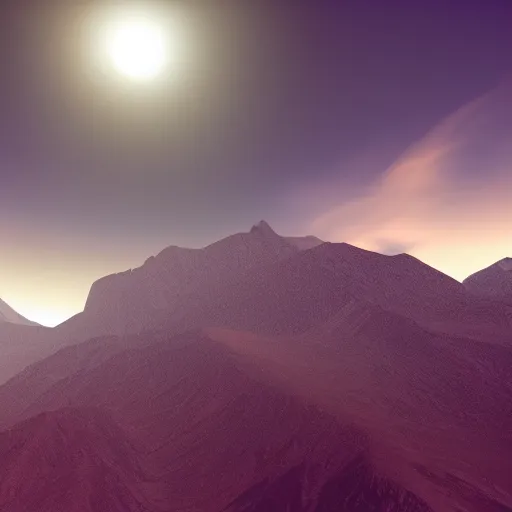 Image similar to small dark black solar eclipse above mountains, highly detailed, photorealistic shot, bright studio setting, studio lighting, crisp quality and light reflections, unreal engine 5 quality render