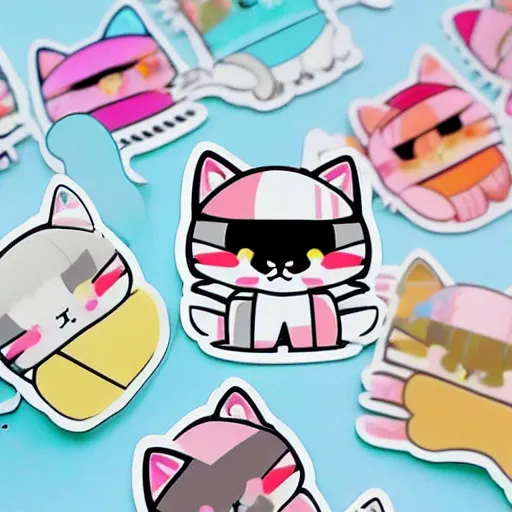 Image similar to kawaii cat, chibi style, japanese style, kitten, pastel colors, cat sticker, neko