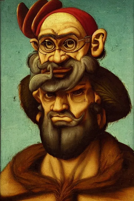 Prompt: renaissance oil painting of dr. neo cortex by leonardo davinci, hd image, perfect likeness