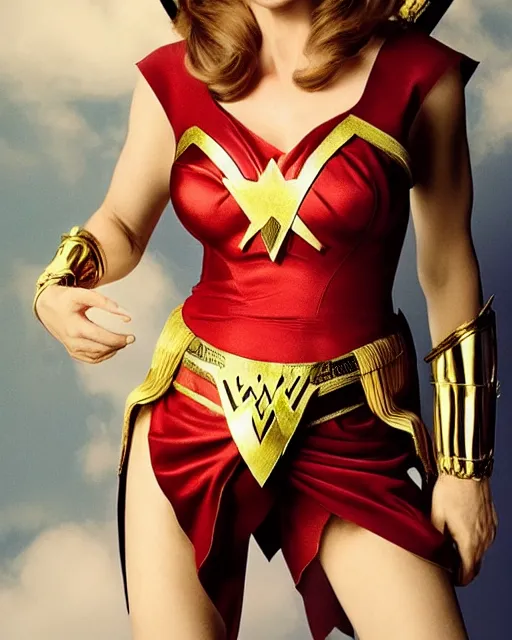 Prompt: photo of a beautiful 4 0 - year - old gillian anderson dressed as wonder woman by mario testino and stanley lau, detailed, award winning, sony a 7 r, trending on artstation