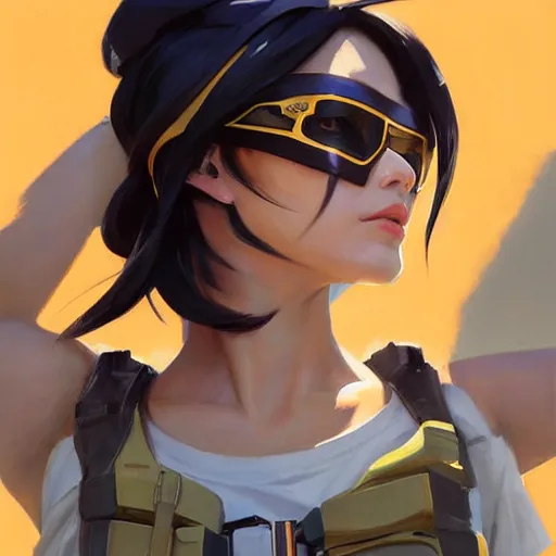 Image similar to greg manchess portrait painting of asada shino sinon as overwatch character, medium shot, asymmetrical, profile picture, organic painting, sunny day, matte painting, bold shapes, hard edges, street art, trending on artstation, by huang guangjian and gil elvgren and sachin teng