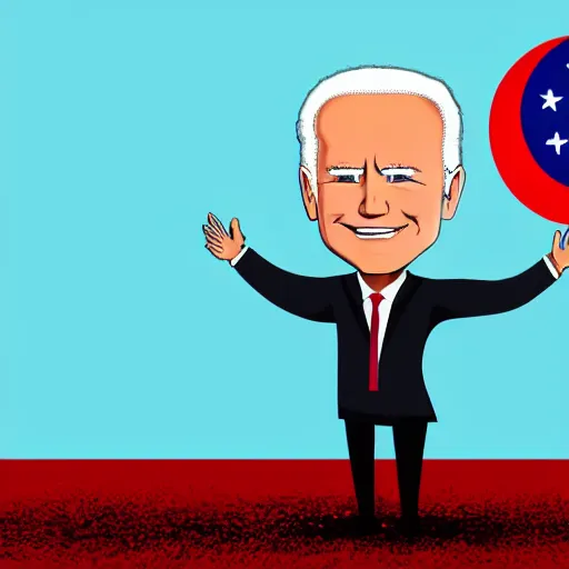 Image similar to Chibi Biden surrounded by darkness with red glowing eyes, highly detailed, realistic, 4k, propaganda