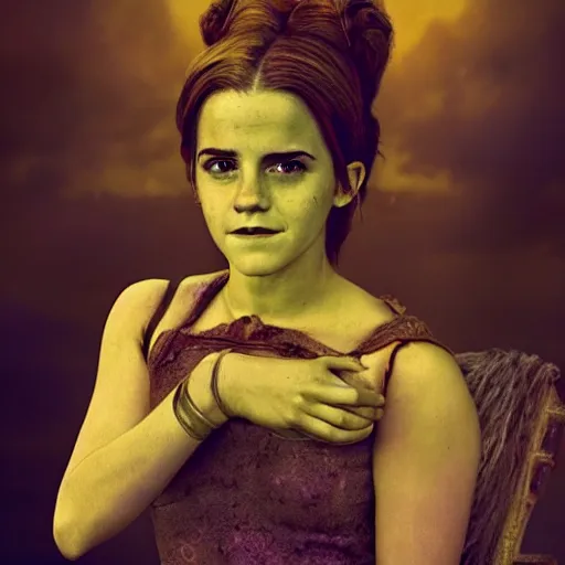 Prompt: emma watson as shrek, live action movie poster, cinematic, dramatic pose, trending