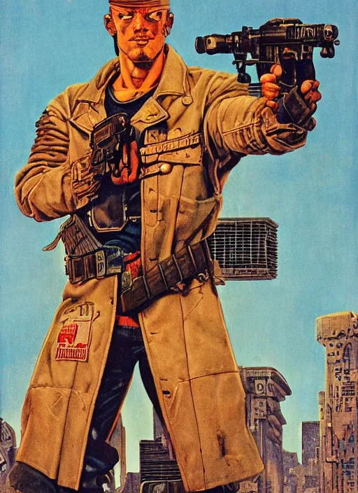 Prompt: cyberpunk mercenary. portrait by clyde caldwell and jean giraud and anton otto fischer and john philip falter and will eisner and gil elvgren