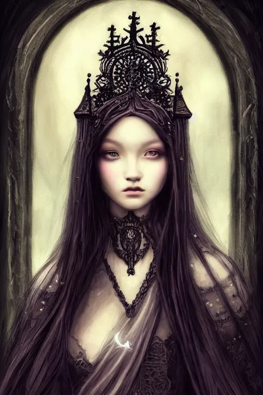 Prompt: beautiful and victorian and luxury and gothic and goddess young medieval dark princess portrait like blackpink lisa+front face with light flowing hair, ultradetail face, art and illustration by miqi19981105.artstation.com, fantasy, intricate complexity, human structure, human anatomy, fantasy character concept,dynamic lighting, watermark, blurry, hyperrealism 8k