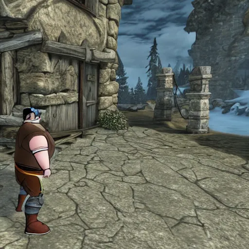 Prompt: Peter Griffin in Skyrim