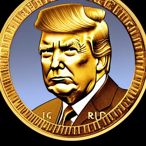 Image similar to the face of trump on a golden coin