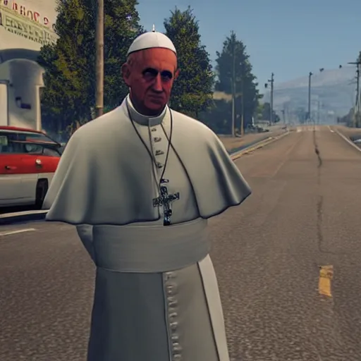 Prompt: the pope in gta 5