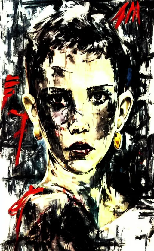 Image similar to Portrait of Millie Bobby Brown by Yoji Shinkawa