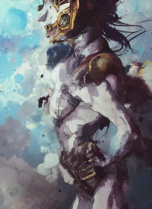 Image similar to surreal gouache painting, by yoshitaka amano, by ruan jia, by Conrad roset, by good smile company, detailed anime 3d render of guara lobo, Guara, Lobo, portrait, cgsociety, artstation, rococo mechanical, Digital reality, dieselpunk atmosphere