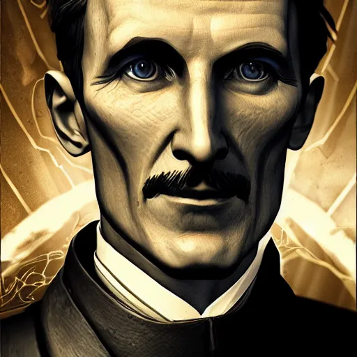 Image similar to Nikola Tesla as a Borderlands character, digital art, intricate detailed, ornate, behance, artstation, unreal render, unreal engine 5, octane