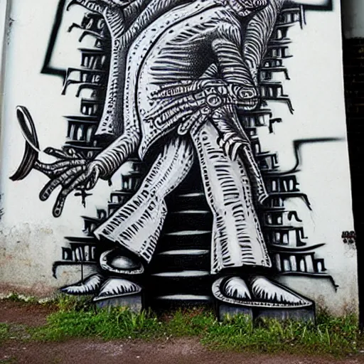 Image similar to transylvanian folk art, in the style of graffiti, made by phlegm