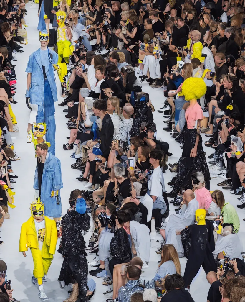 Image similar to hyperrealistic and heavy detailed balenciaga runway show of bart simpson , Leica SL2 50mm, vivid color, high quality, high textured