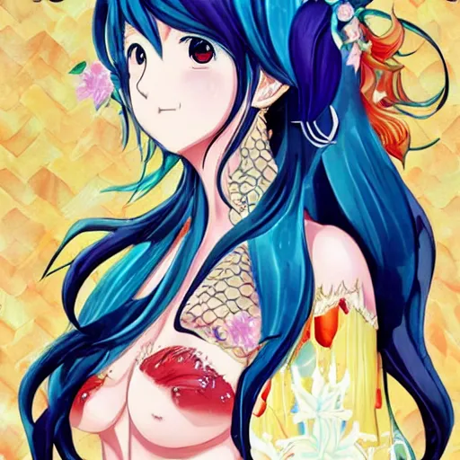 Image similar to beautiful anime mermaid,