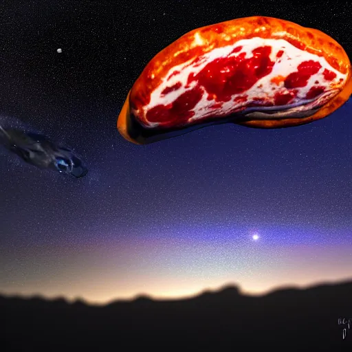 Prompt: CHORIZO sausage, planet in the night sky, 8k, photograph, photorealistic