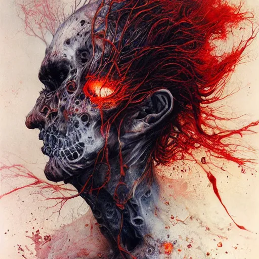 Prompt: realistic detailed UHD photorealistic Ghostrider, by Ayami Kojima, Amano, Karol Bak, Mark Brooks, tonalism, rich deep colors. Beksinski painting, art by Adrian Ghenie and Gerhard Richter. art by Takato Yamamoto. masterpiece