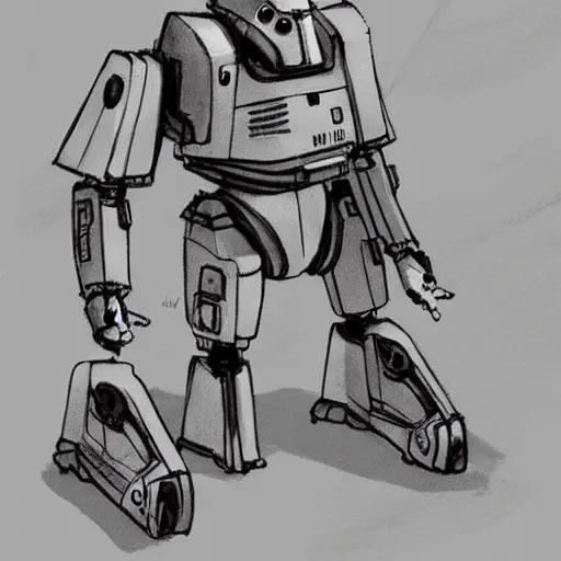 Image similar to corgi robot, star wars concept art, character sketch, detailed, cute