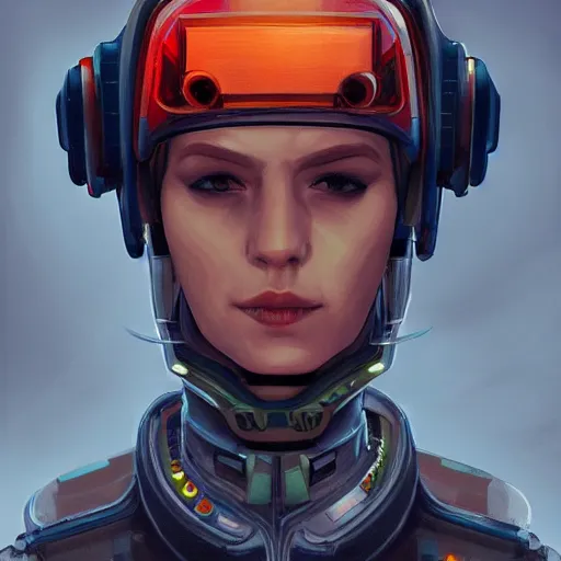 Prompt: concept art of cyberpunk pilot fighter by jama jurabaev, brush stroke, scifi accessories, trending on artstation, symmetry, high quality, extremely detailed, joseph cross