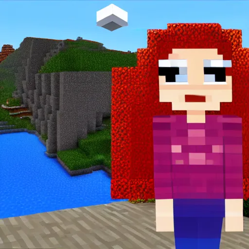 Prompt: lindsay lohan in minecraft, official screenshot