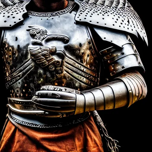 Prompt: photo of a warrior with metal eagle armour, highly detailed, 4k, HDR,