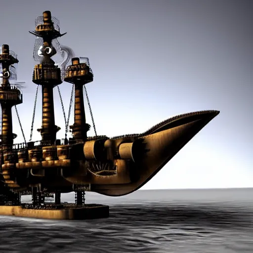 Image similar to steampunk battleship