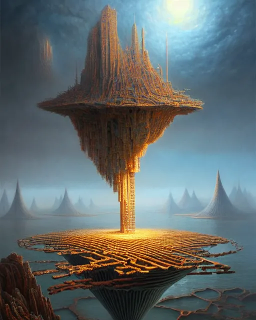 Image similar to a hyper - detailed 3 d render like a oil painting of the construction of a unified theory, surrealism!!!!! surreal concept art, lifelike, photorealistic, digital painting, aesthetic, smooth, sharp focus, artstation hd, by greg rutkowski, bruce pennington, valentina remenar and asher duran,