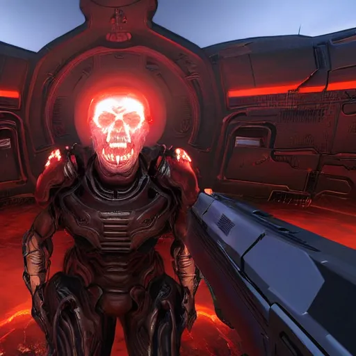 Prompt: doom screenshot, elon musk