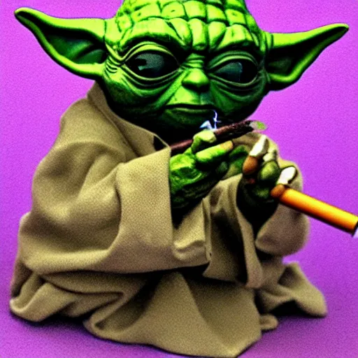 Image similar to Yoda smoking a joint