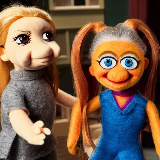 Prompt: buffy the vampire slayer as a muppet. highly detailed felt. hyper real photo. 4 k.